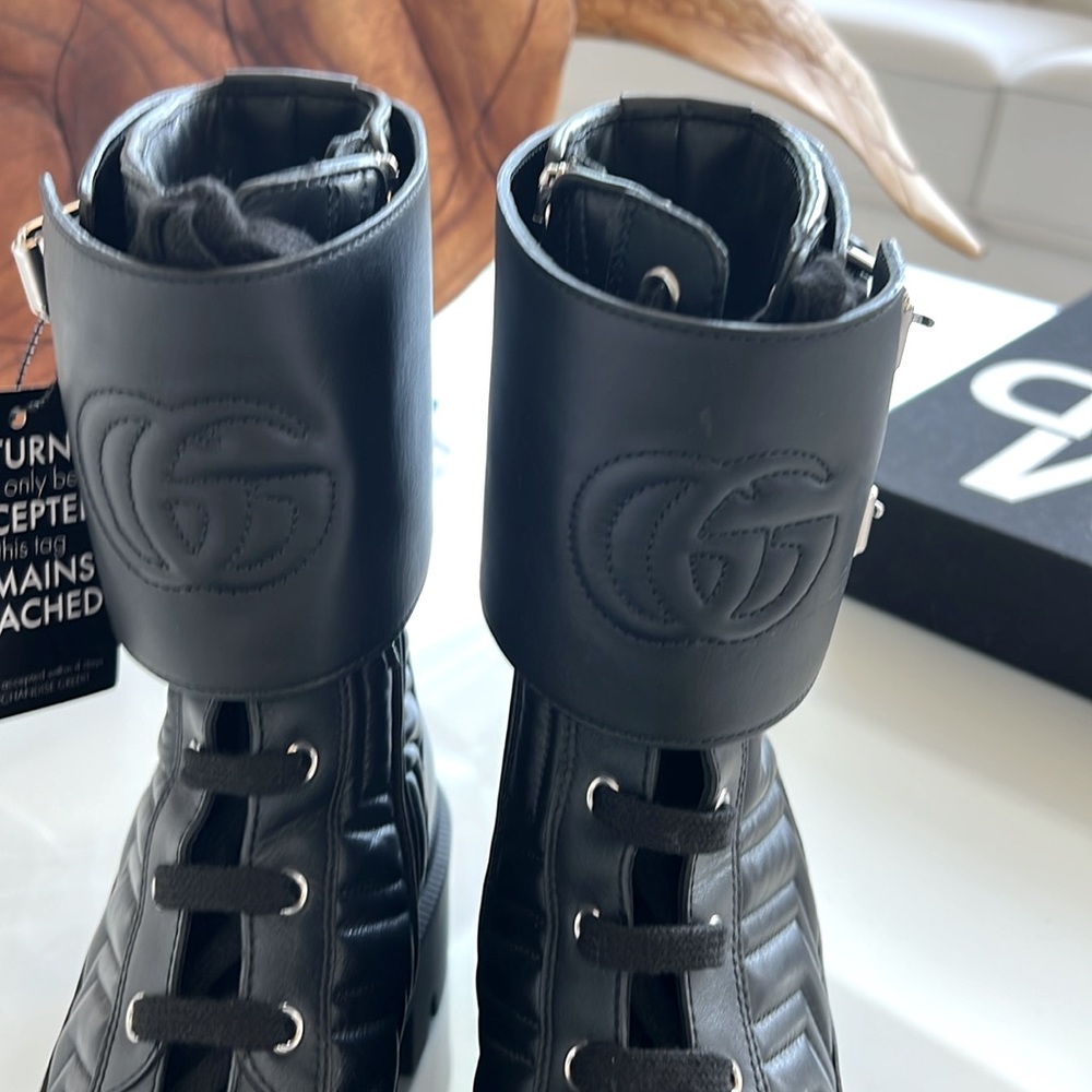 $1850 Gucci Matelasse Leather GG Marmont Charlotte Boots - 8.5M -9 / 39 - Picture 5 of 16